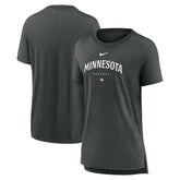 Minnesota Twins Women's Authentic Collection Early Work Tri-Blend T-Shirt Heather Charcoal