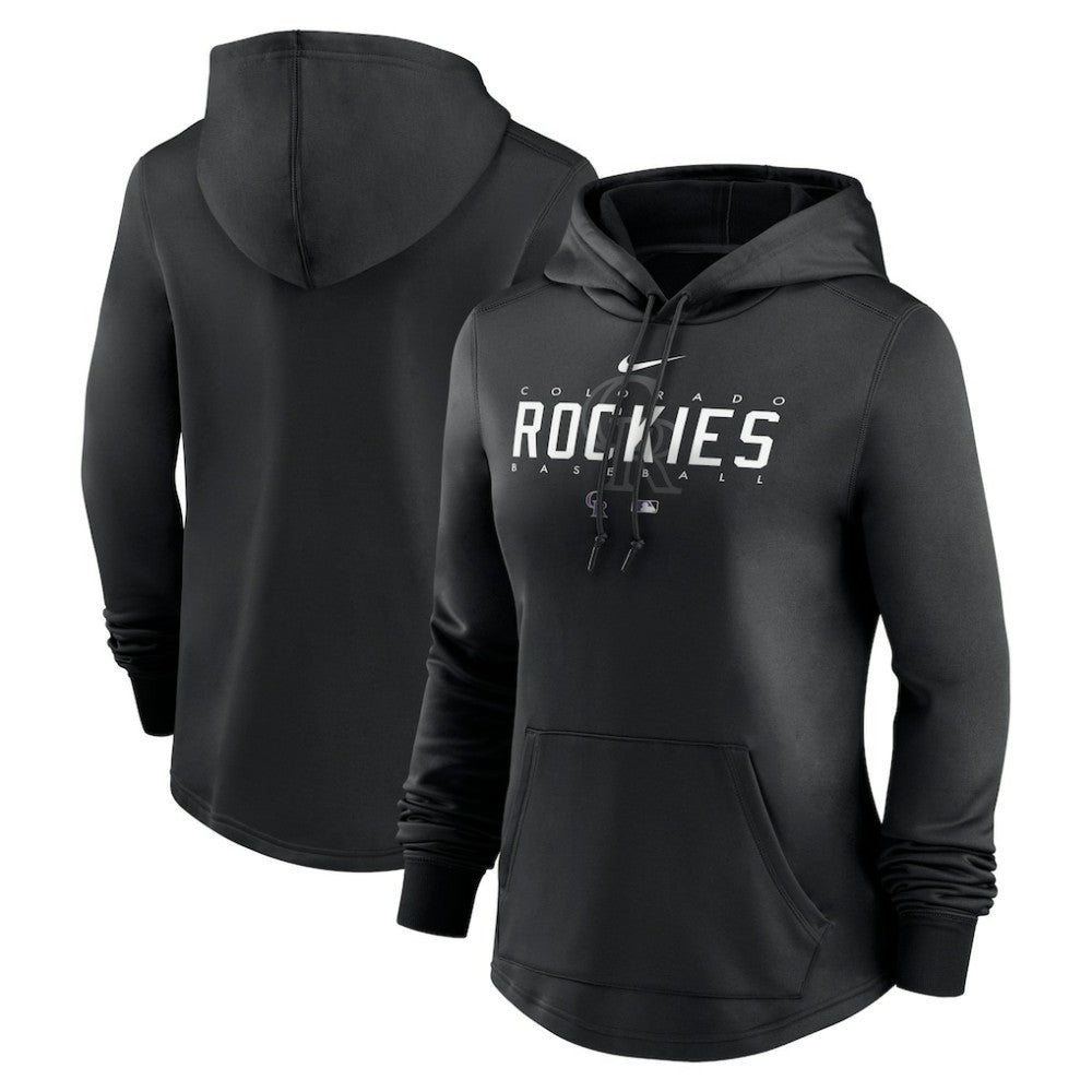 Colorado Rockies Women's Authentic Collection Pregame Performance Pullover Hoodie Black