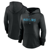 Miami Marlins Women's Authentic Collection Pregame Performance Pullover Hoodie Black