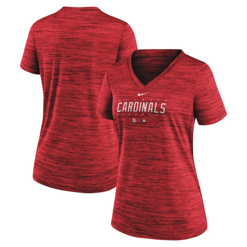 St. Louis Cardinals Women's Authentic Collection Velocity Practice Performance V-Neck T-Shirt Red