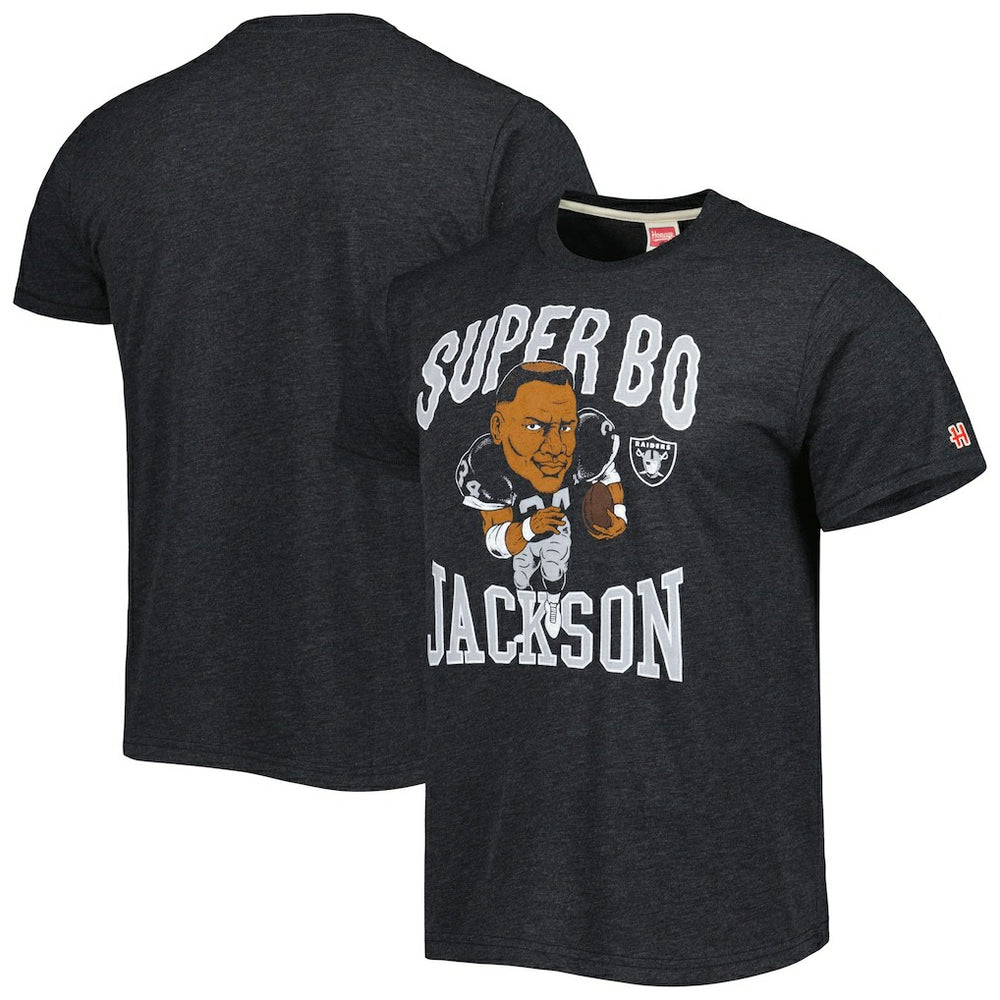 Bo Jackson Las Vegas Raiders Homage Unisex Unisex Caricature Retired Player Tri-Blend T-Shirt - Heather Black outlet
