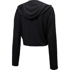 Chicago Cubs Majestic Threads Women's Leopard Cropped Hoodie Black