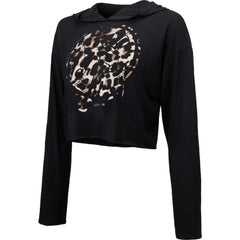 New York Yankees Majestic Threads Women's Leopard Cropped Hoodie Black