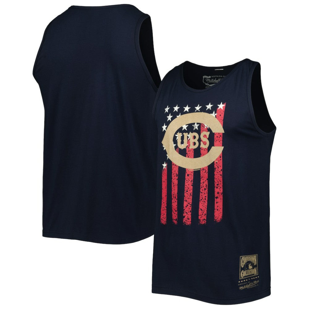 Chicago Cubs Cooperstown Collection Stars and Stripes Tank Top Navy