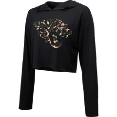 Jacksonville Jaguars Majestic Threads Women's Leopard Cropped Pullover Hoodie - Black outlet