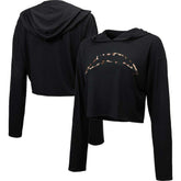 Los Angeles Chargers Majestic Threads Women's Leopard Cropped Pullover Hoodie - Black discount