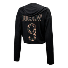 Joe Burrow Cincinnati Bengals Majestic Threads Women's Leopard Player Name & Number Long Sleeve Cropped Hoodie - Black discount