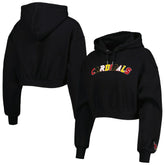 Arizona Cardinals The Wild Collective Women's Cropped Pullover Hoodie - Black sale