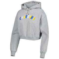Los Angeles Chargers The Wild Collective Women's Cropped Pullover Hoodie - Gray for sale