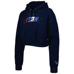 Tennessee Titans The Wild Collective Women's Cropped Pullover Hoodie - Navy for sale