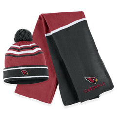 Arizona Cardinals WEAR by Erin Andrews Women's Colorblock Cuffed Knit Hat with Pom and Scarf Set - Cardinal sale