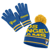 Los Angeles Rams WEAR by Erin Andrews Women's Double Jacquard Cuffed Knit Hat with Pom and Gloves Set - Royal on sale
