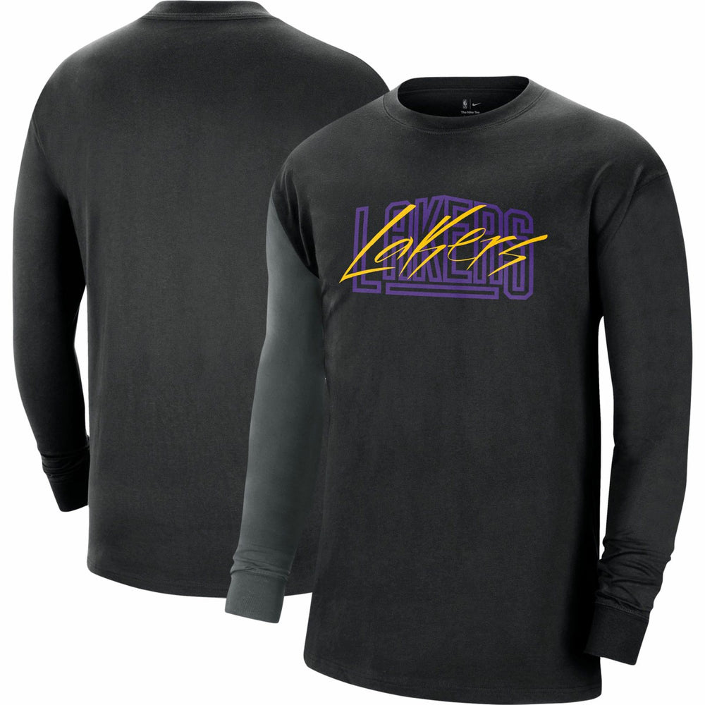 Los Angeles Lakers Courtside Versus Flight MAX90 Long Sleeve T-Shirt - Black cheap