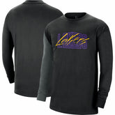 Los Angeles Lakers Courtside Versus Flight MAX90 Long Sleeve T-Shirt - Black cheap
