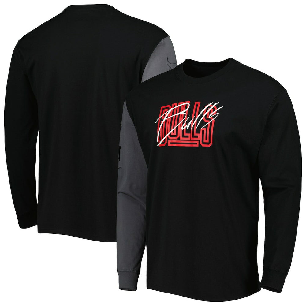 Chicago Bulls Courtside Versus Flight MAX90 Long Sleeve T-Shirt sale - Black cheap