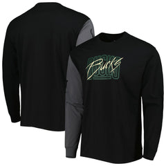 Milwaukee Bucks Courtside Versus Flight MAX90 Long Sleeve T-Shirt - Black on sale