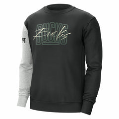 Milwaukee Bucks Courtside Versus Force & Flight Pullover Sweatshirt - Black/Heather Gray cheap