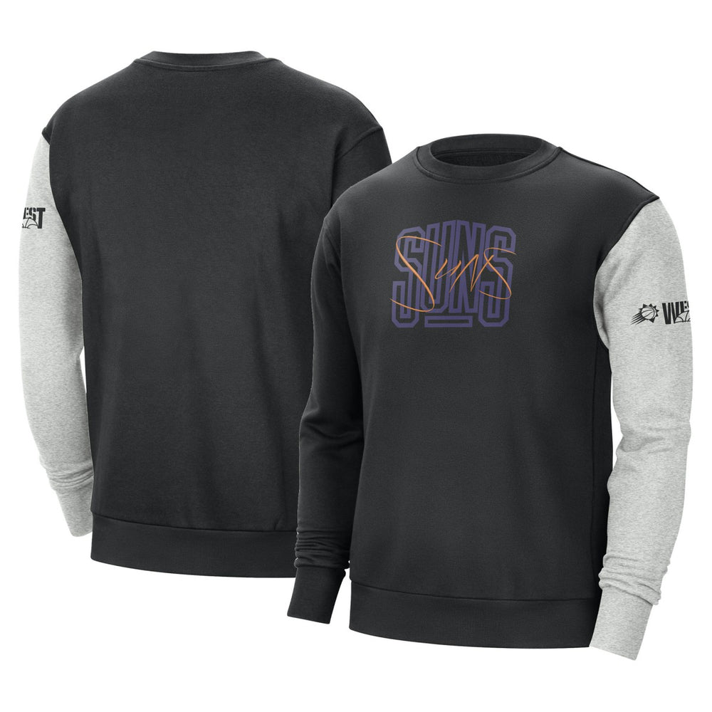 Phoenix Suns Courtside Versus Force & Flight Pullover Sweatshirt - Black/Heather Gray for sale