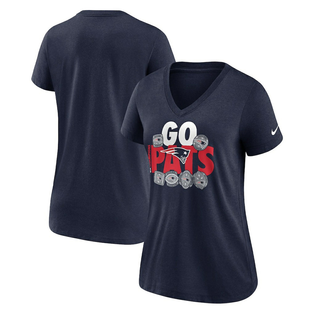 New England Patriots Women's Hometown Collection Tri-Blend V-Neck T-Shirt - Navy for sale