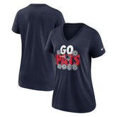 New England Patriots Women's Hometown Collection Tri-Blend V-Neck T-Shirt - Navy for sale