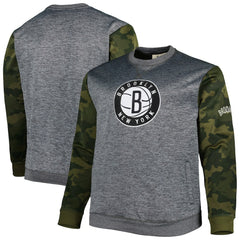 Brooklyn Nets Big & Tall Camo Stitched Sweatshirt - Heather Charcoal discount