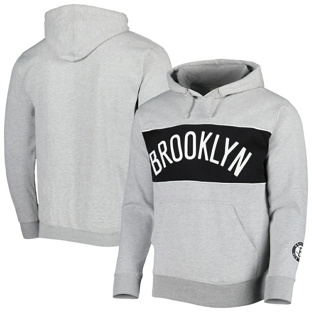 Brooklyn Nets Wordmark French Terry Pullover Hoodie - Heather Gray discount