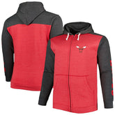 Chicago Bulls Big & Tall Down and Distance Full-Zip Hoodie - Heathered Red/Heathered Black sale