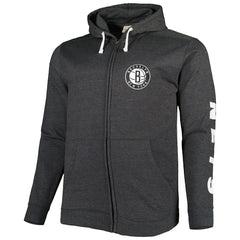 Brooklyn Nets Big & Tall Down and Distance Full-Zip Hoodie - Heathered Black for sale