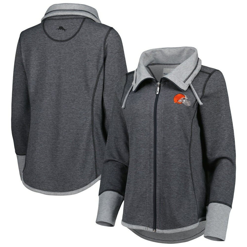 Cleveland Browns Women's Sport Sun Fade Full-Zip Sweatshirt - Heathered Black cheap