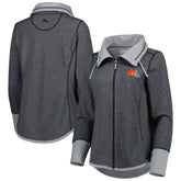 Cleveland Browns Women's Sport Sun Fade Full-Zip Sweatshirt - Heathered Black cheap