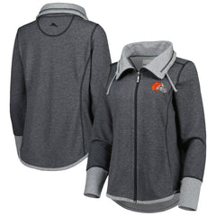 Cleveland Browns Women's Sport Sun Fade Full-Zip Sweatshirt - Heathered Black cheap