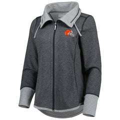 Cleveland Browns Women's Sport Sun Fade Full-Zip Sweatshirt - Heathered Black cheap