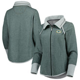 Green Bay Packers Women's Sport Sun Fade Full-Zip Sweatshirt - Heathered Green cheap
