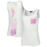 Chicago Cubs Refried Apparel Women's Tie-Dye Tank Top White