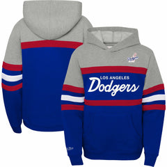 Los Angeles Dodgers Youth Cooperstown Collection Head Coach Pullover Hoodie Heather Gray/Royal