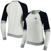 Tennessee Titans Antigua Women's Avenue Raglan Pullover Sweatshirt - Cream/Navy outlet