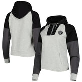 Las Vegas Raiders Antigua Women's Lightweight Jackpot Raglan Half-Zip Pullover Hoodie - Heather Gray cheap