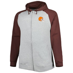 Cleveland Browns Big & Tall Fleece Raglan Full-Zip Hoodie Jacket - Heather Gray on sale