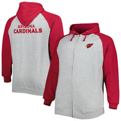 Arizona Cardinals Big & Tall Fleece Raglan Full-Zip Hoodie Jacket - Heather Gray online