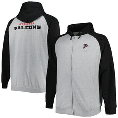 Atlanta Falcons Big & Tall Fleece Raglan Full-Zip Hoodie Jacket - Heather Gray on sale