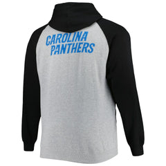 Carolina Panthers Big & Tall Fleece Raglan Full-Zip Hoodie Jacket - Heather Gray for sale