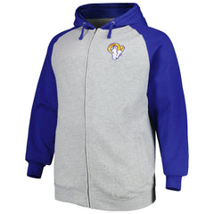 Los Angeles Rams Big & Tall Fleece Raglan Full-Zip Hoodie Jacket - Heather Gray outlet