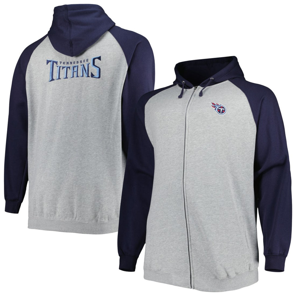 Tennessee Titans Big & Tall Fleece Raglan Full-Zip Hoodie Jacket - Heather Gray discount