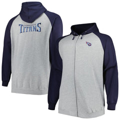 Tennessee Titans Big & Tall Fleece Raglan Full-Zip Hoodie Jacket - Heather Gray discount