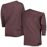 Cleveland Browns KIYA TOMLIN Women's Twisted Tri-Blend Asymmetrical 3/4-Dolman Sleeve Sweatshirt - Brown outlet
