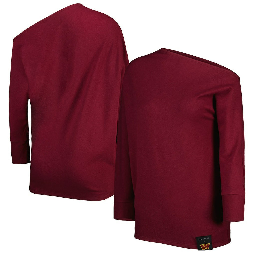 Washington Commanders KIYA TOMLIN Women's Twisted Tri-Blend Asymmetrical 3/4-Dolman Sleeve Sweatshirt - Burgundy sale