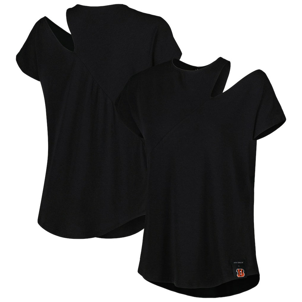 Cincinnati Bengals KIYA TOMLIN Women's Cut Out Tri-Blend Shirt - Black on sale