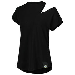 Green Bay Packers KIYA TOMLIN Women's Cut Out Tri-Blend Shirt - Black sale