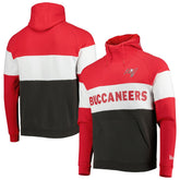 Tampa Bay Buccaneers New Era Colorblock Current Pullover Hoodie - Heather Charcoal/Red outlet