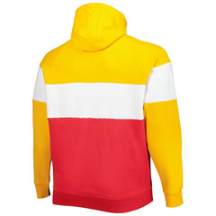 Kansas City Chiefs New Era Big & Tall Current Team Colorblock Fleece Raglan Pullover Hoodie - Gold/Red on sale